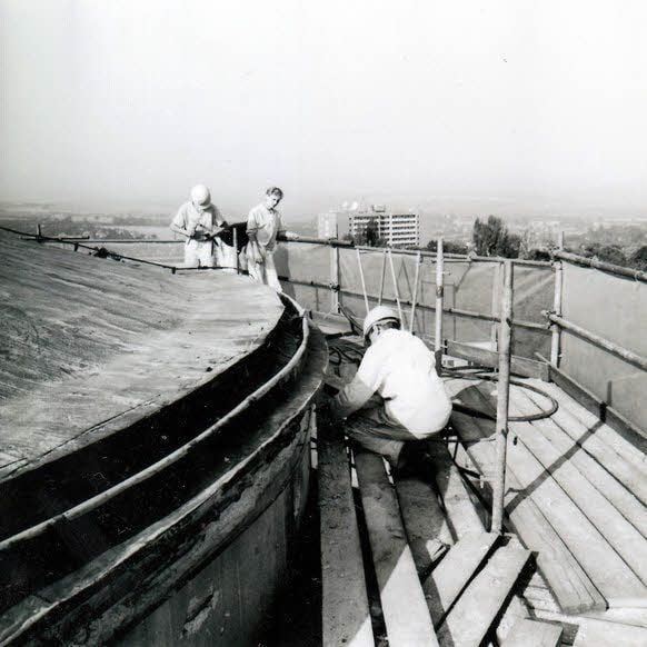 Arbeiten am Wasserturm erfolgten im September 1991.