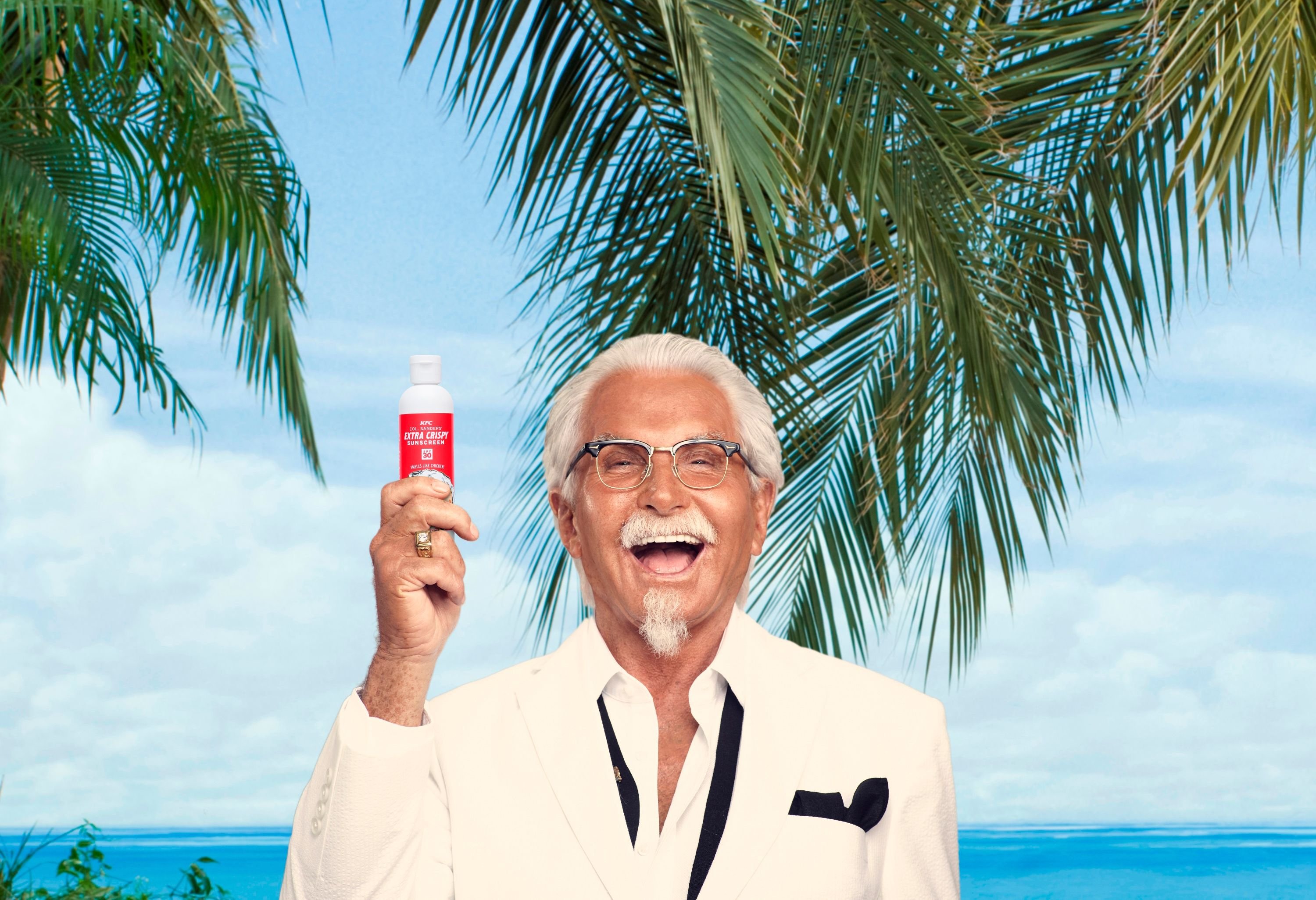 Schützt vor Sonnenbrand und sorgt für köstlichen Duft - so wirbt KFC mit seiner neuen Sonnencreme.
