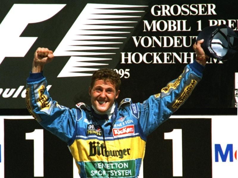 Der erste Deutsche, der ein Formel-1-Rennen in Deutschland gewinnt: Michael Schumacher. Foto: Harry Melchert/dpa