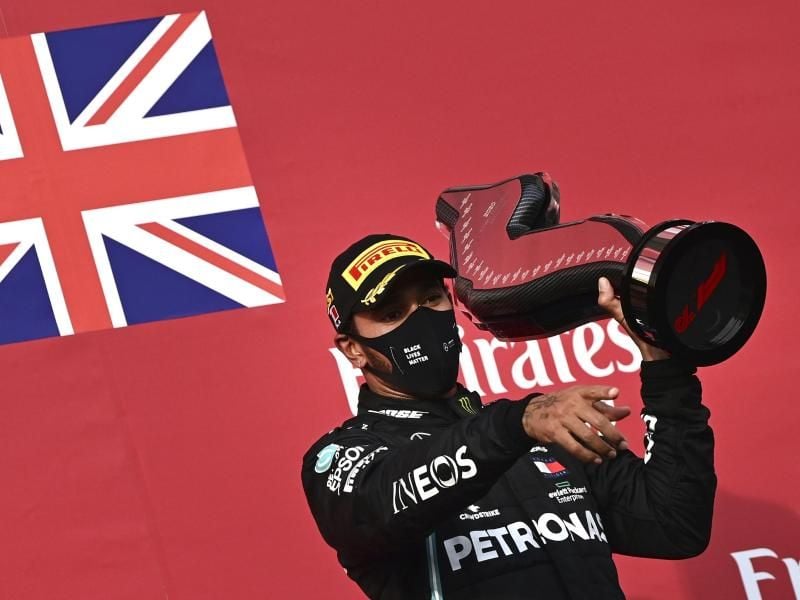 Lewis Hamilton fuhr in Imola zu seinem 93. Grand-Prix-Sieg. Foto: Miguel Medina/AFP Pool/ AP/dpa