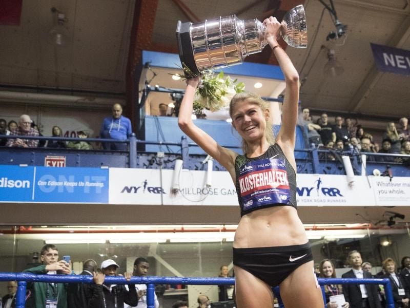 Konstanze Klosterhalfen siegte bei den Millrose Games in New York. Foto: Mary Altaffer/AP