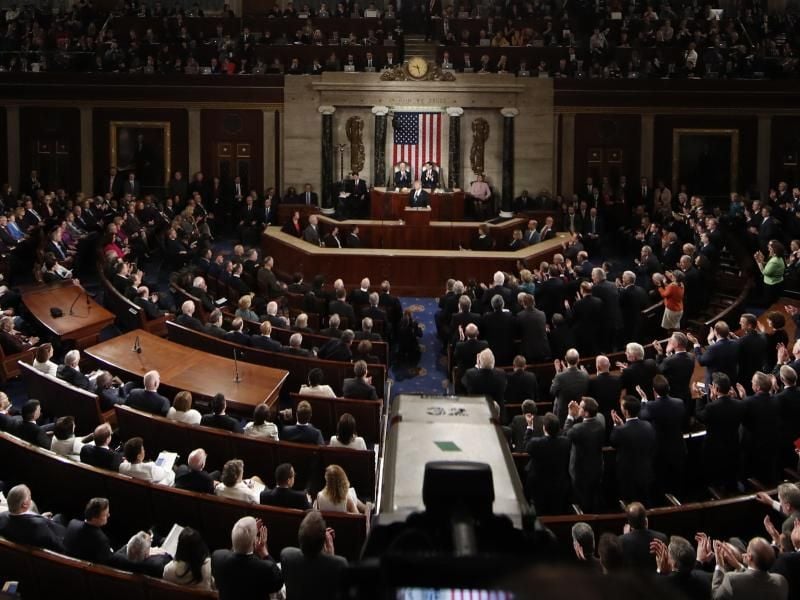 Donald Trump während seiner Rede vor dem Kongress in Washington. Foto: Alex Brandon