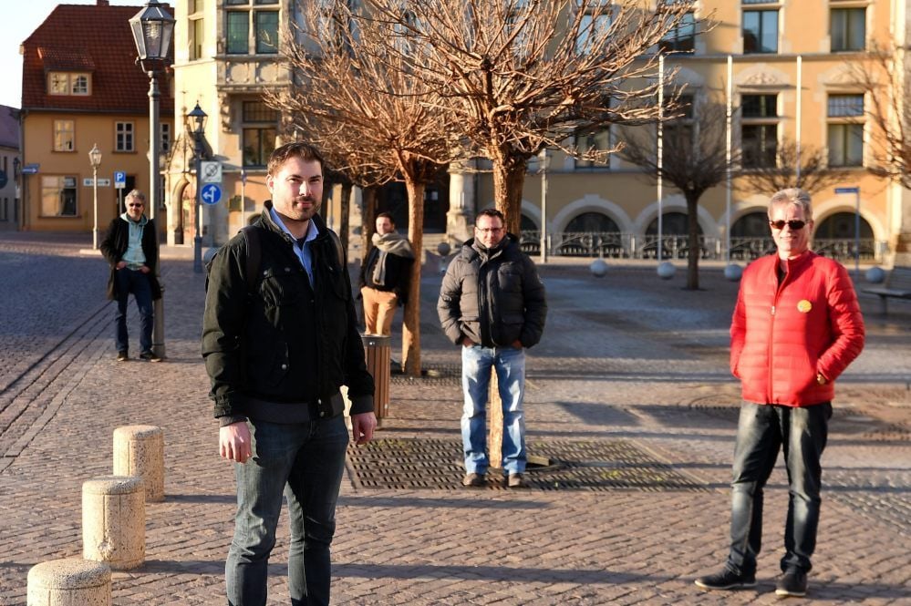 Hoffen auf viele Köthener Gutscheinhelden: Sascha Ziesemeier, Christian Marx, Tom Aslan, Thomas Kaufmann und Axel Bangnowski.