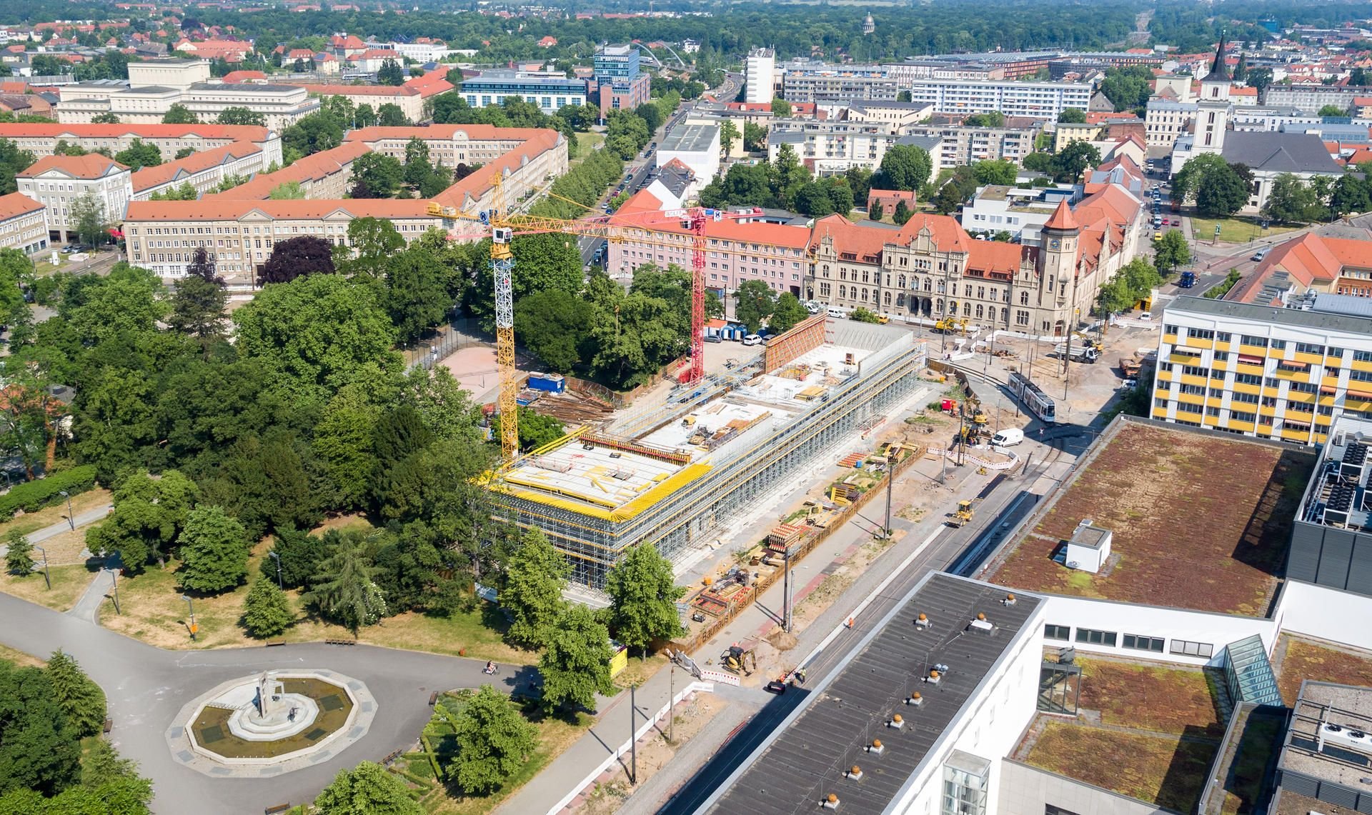 Baustelle für den Neubau des Bauhaus-Museums in Dessau
