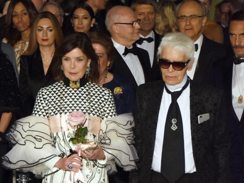 Prinzessin Caroline von Hannover und Karl Lagerfeld beim Rosenball in Monaco. Foto: Jean-Pierre Amet
