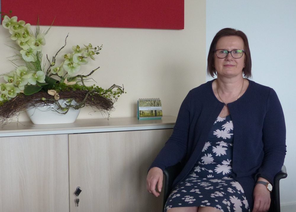 Katja Erxleben in ihrem Büro in der Zörbiger Straße in Bitterfeld.