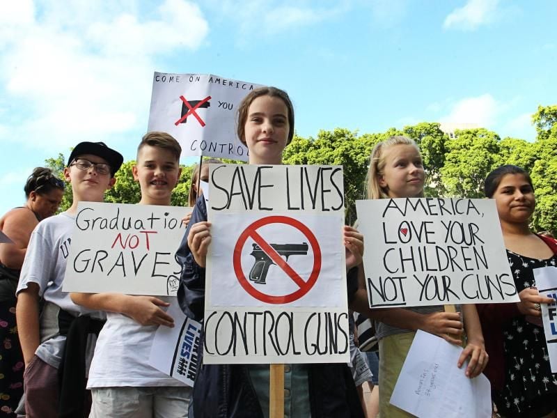 Protest in Sydney: Die Demonstration ist teil einer Veranstaltungsreihe für eine strengere Kontrolle von Waffen. Foto: Danny Casey, AAP