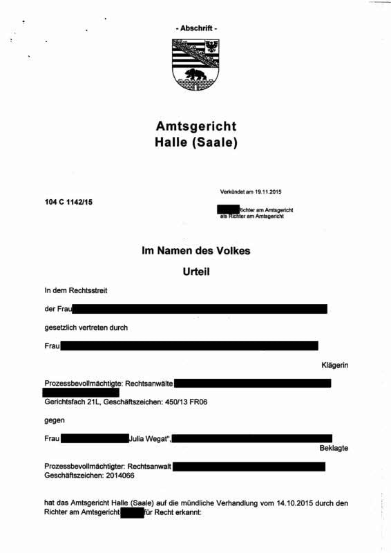 Das Urteil zu dem Fall Julia Wegat