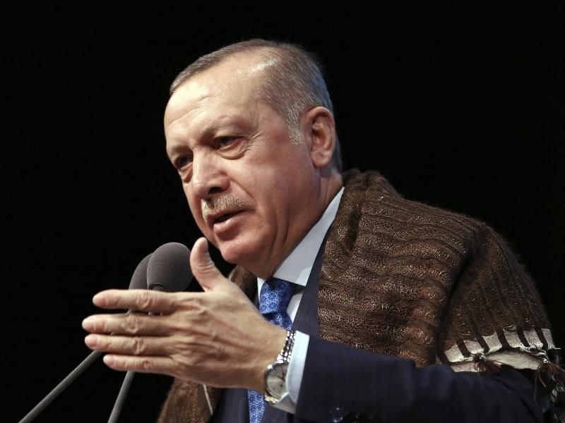 Erdogan: „Die Türkei ist ein demokratischer Rechtsstaat, der Menschenrechte und Grundrechte und Freiheiten respektiert.” Foto: Kayhan Ozer / Pool Presidential Press Service/AP