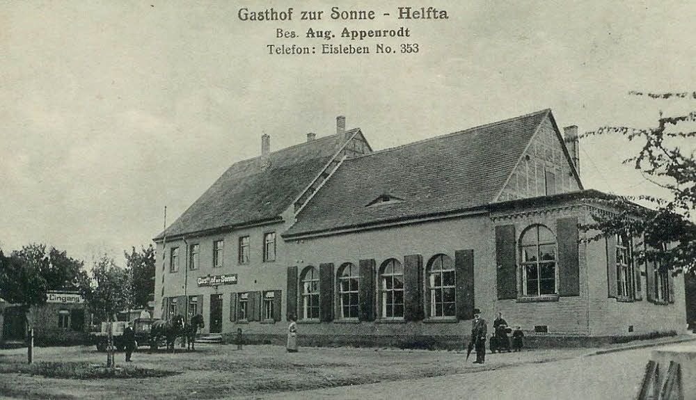 Der Gasthof „Zur Sonne“ in Helfta. Hier setzten sich 1926 die Grundbesitzer des Ortes gegen eine mögliche Eingmeindung zur Wehr.