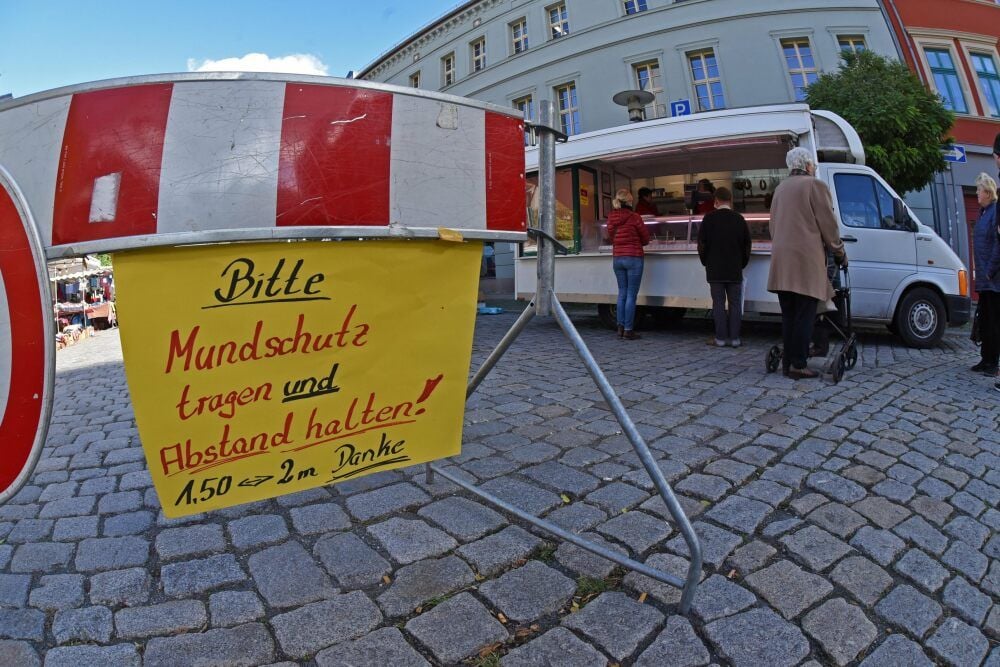 Die Regeln auf dem Wochenmarkt in Aschersleben sind klar.