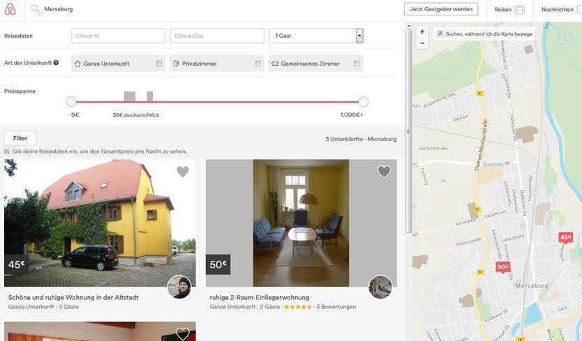 Airbnb bietet Touristen private Häuser und Wohnungen.