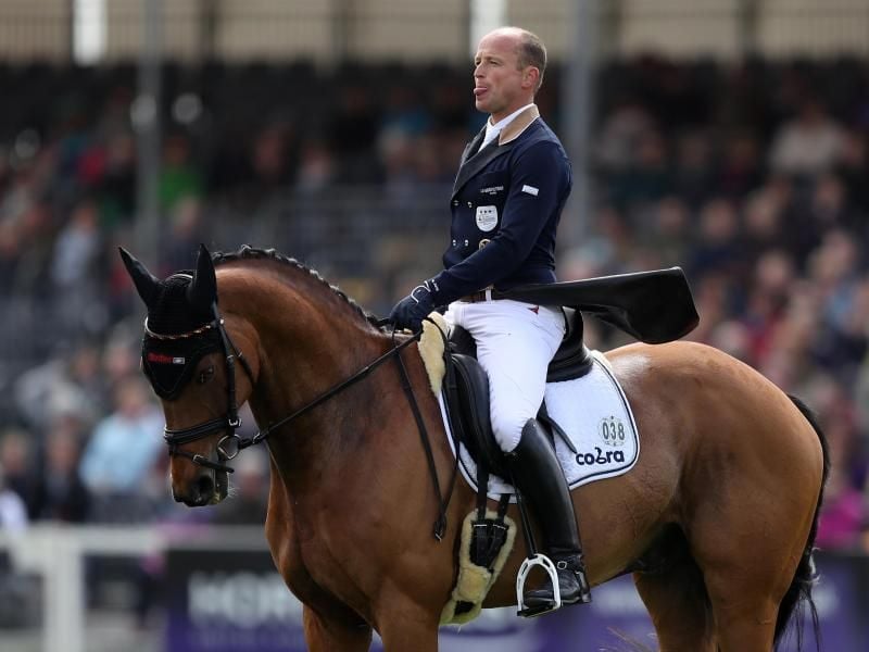 Der deutsche Reitsportler Michael Jung auf seinem Pferd Sam. Foto: Andrew Matthews/PA Wire