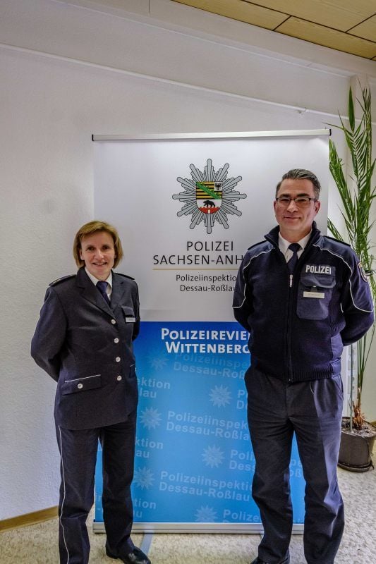 Nadine Gößling und Guido Böttcher vom Revier Wittenberg.