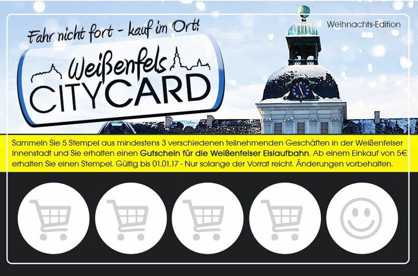 Die Citycard wie sie in der Weihnachtszeit 2016 angeboten wurde und erfolgreich war.
