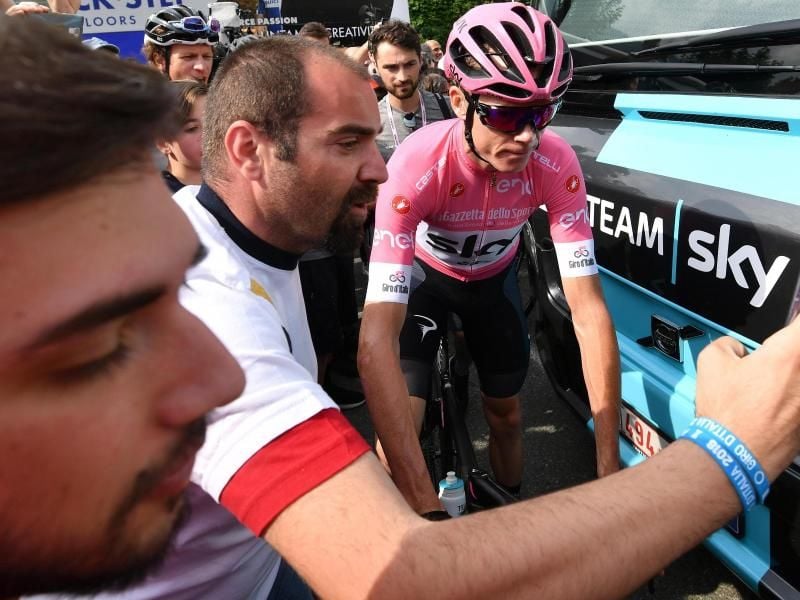 Der Star des 101. Giro d'Italia: Chris Froome. Foto: Daniel Dal Zennaro/ANSA/AP