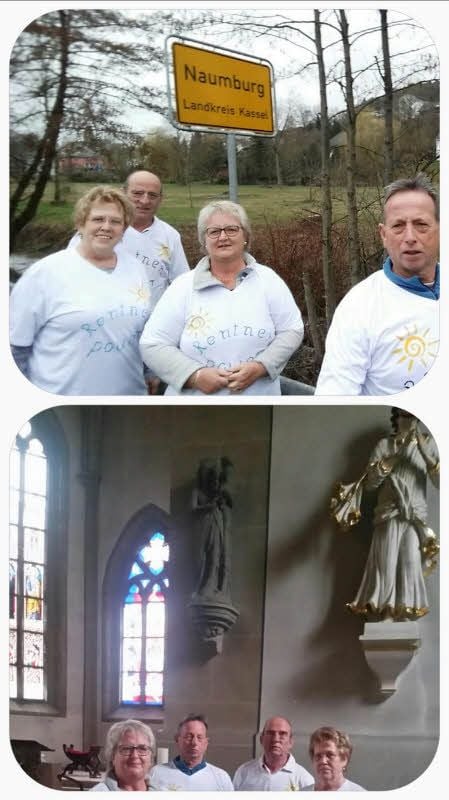 Mit „Rentnerpower“-T-Shirts am Wochenende in Hessen und am Rhein unterwegs: Isolde (v.l.) und Uwe Polenz sowie Gundel und Volker Hesse.
