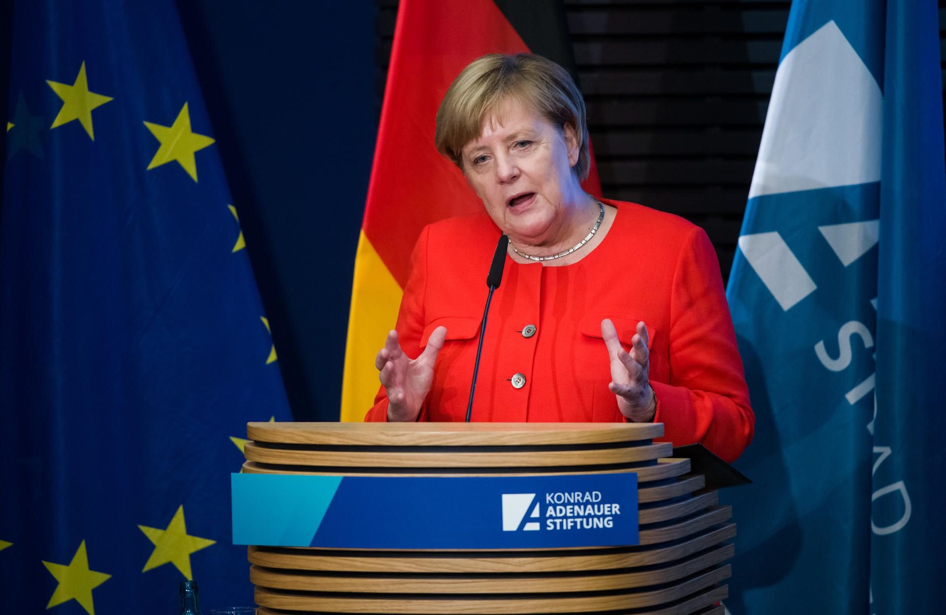 Angela Merkel bei einer Rede am Donnerstagabend beim Tag der Konrad-Adenauer-Stiftung