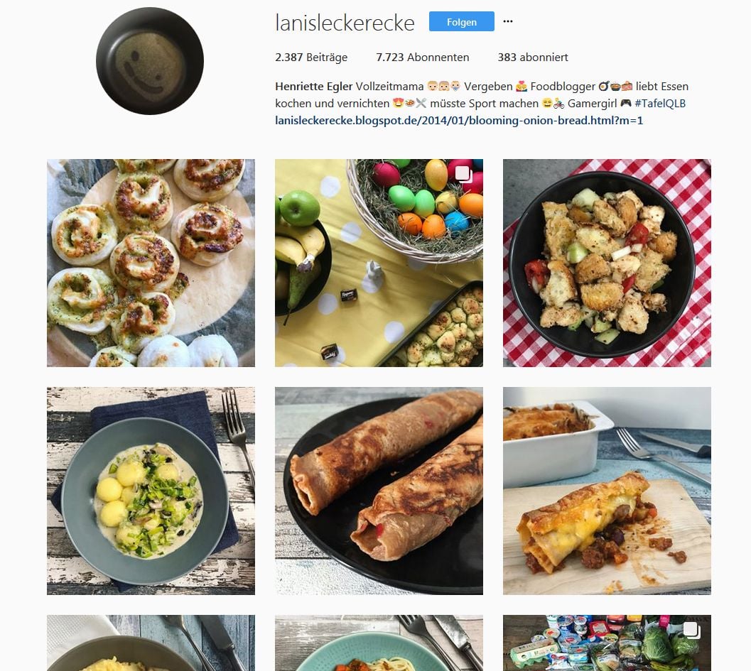 Viele leckere Mahlzeiten, gekocht aus Lebensmitteln der Tafel, sieht man bei „lanisleckerecke” auf Instagram.