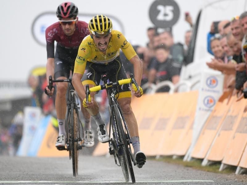 Der Franzose Julian Alaphilippe bleibt weiter im Gelben Trikot. Foto: Yorick Jansens/BELGA
