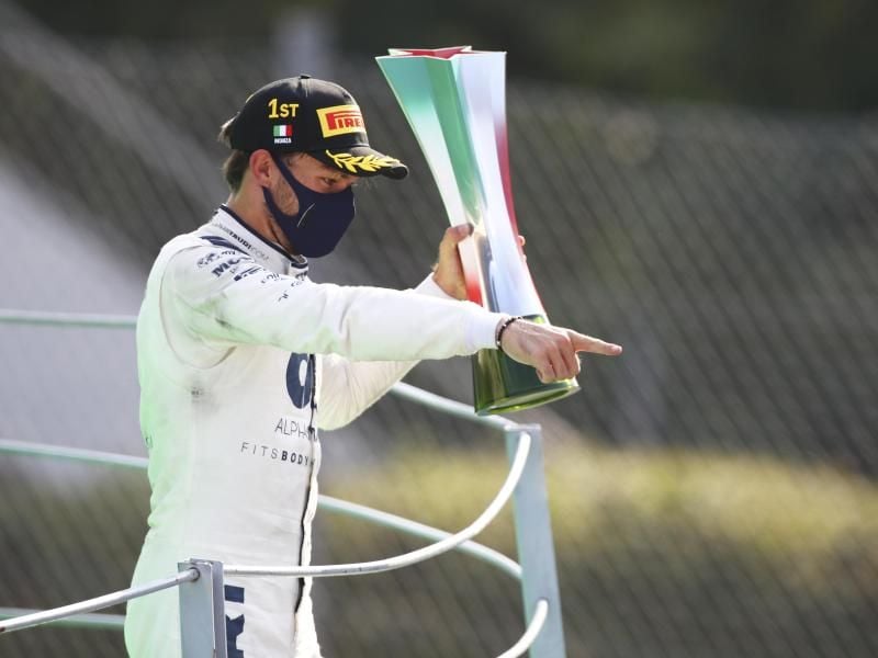 Überraschungssieger in Monza: Pierre Gasly. Foto: Mark Thompson/Getty Pool/AP/dpa