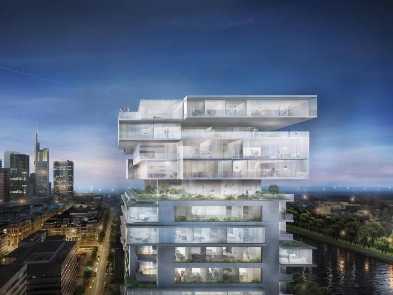 Einen Büro-Klotz verwandelt Ole Scheeren in ein lichtes Wohn-Hochhaus. Foto: Riverpark Tower by Ole Scheeren © Buro-OS