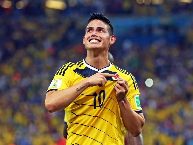 James Rodríguez ist der Star kolumbianischen Fußball-Nationalmannschaft. Foto: Paolo Aguilar/EFE