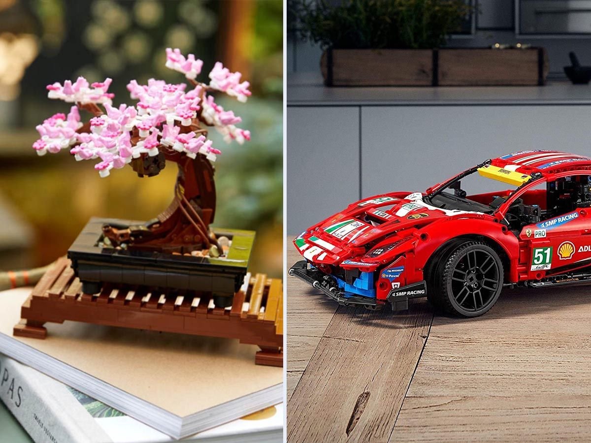 Unter den Lego-Neuheiten 2021 findet man zum Beispiel diesen dekorativen Bonsai-Baum oder den Ferrari 488 GTE von Lego Technic.