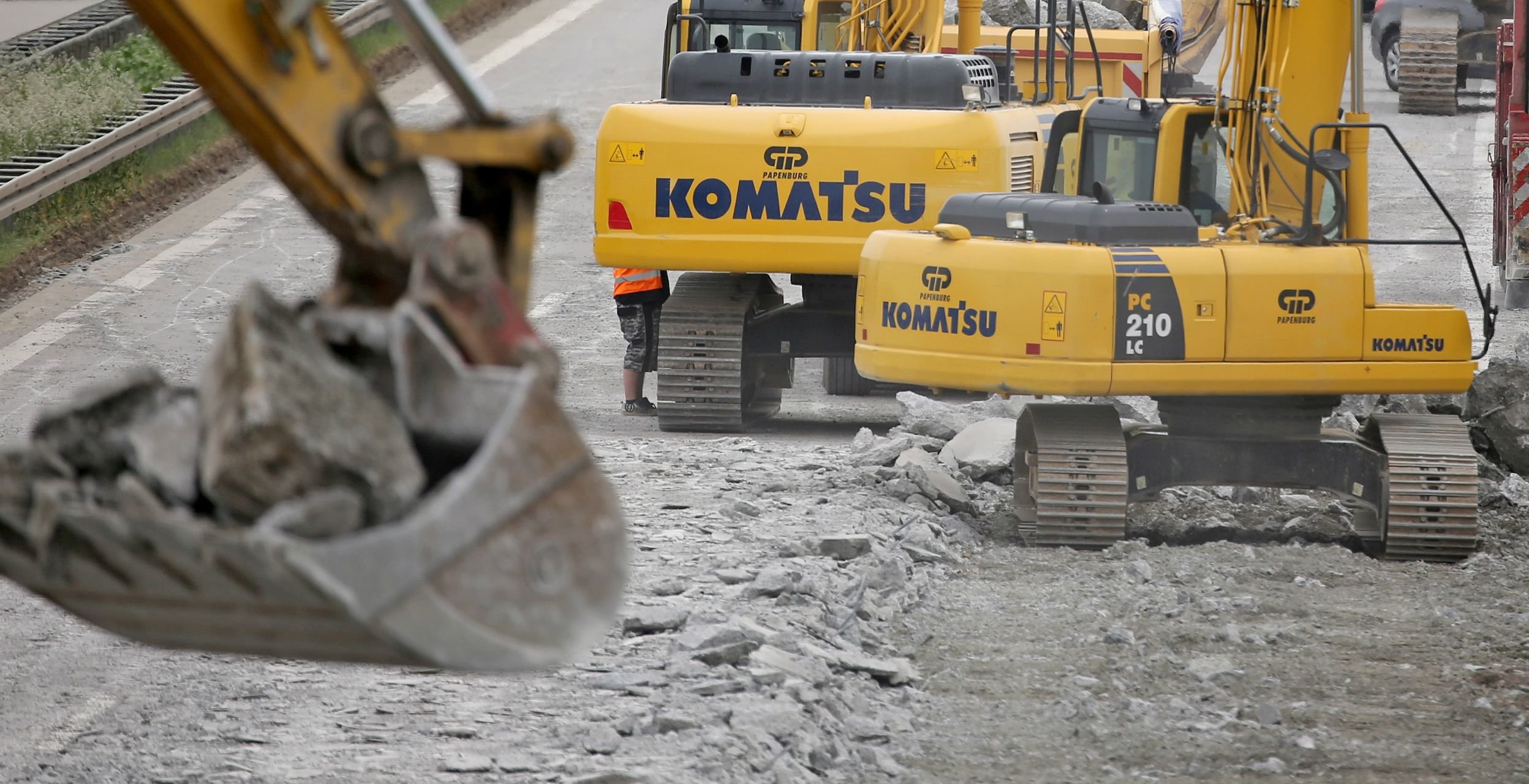 Eine Baustelle auf der A14.