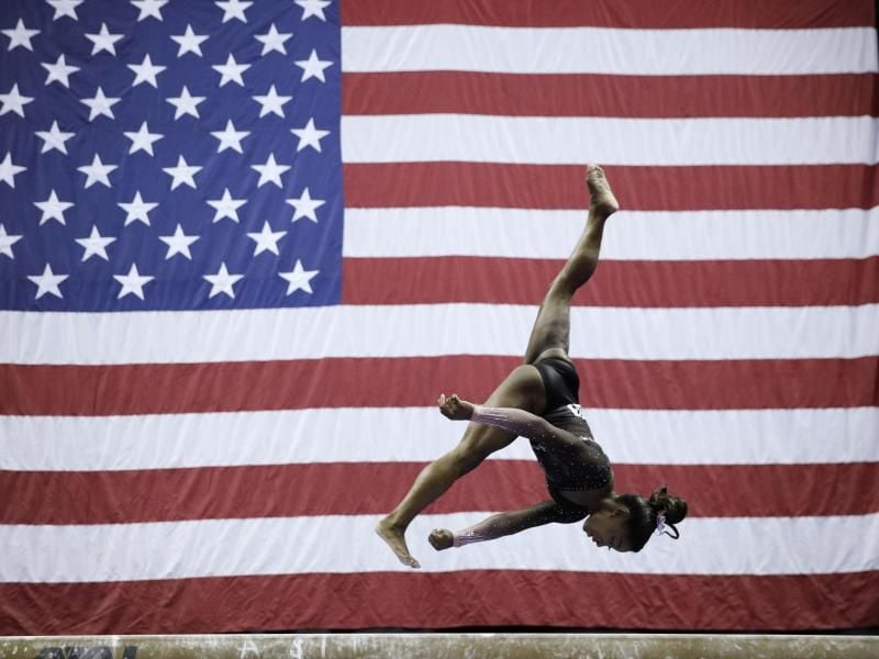 Turnerin Simone Biles sorgte bei den US-Meisterschaften für Furore. Foto: Charlie Riedel/AP