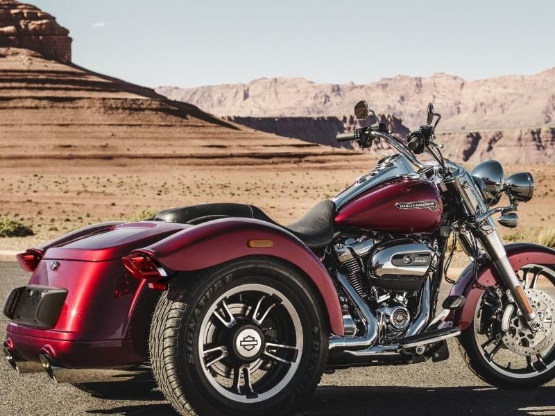 Dreigestirn: Auf der Intermot in Köln zeigt Harley-Davidson mit dem 65 PS/88 kW starken Freewheeler sein zweites Trike neben der Tri Glide Ultra. Foto: Harley-Davidson/Benedict Campbell
