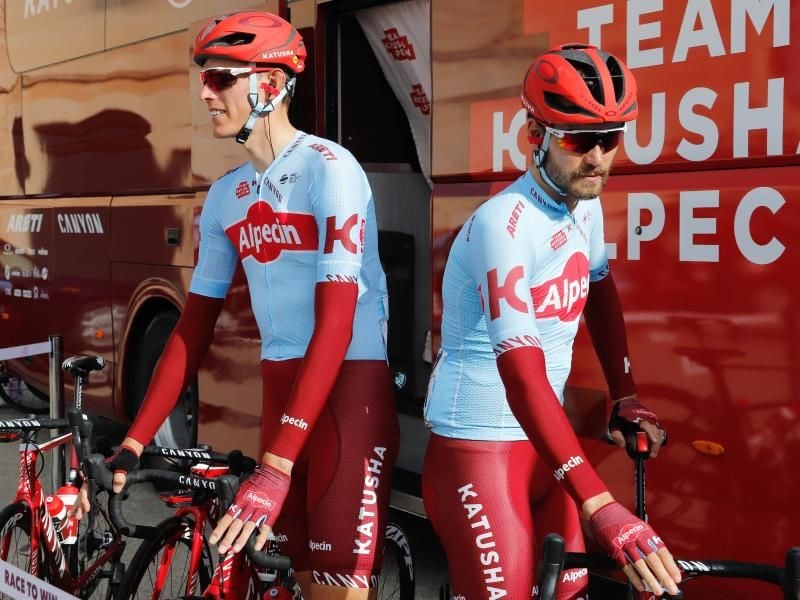 Nils Politt (l) und Rick Zabel fahren beide zum dritten Mal in Folge die Tour de France. Foto: Clara Margais