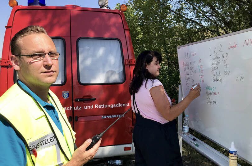 Landsbergs Stadtwehrleiter Marcus Sägling und seine Frau Stephanie koordinierten den Einsatz am Spitzberg bei Hohenthurm.