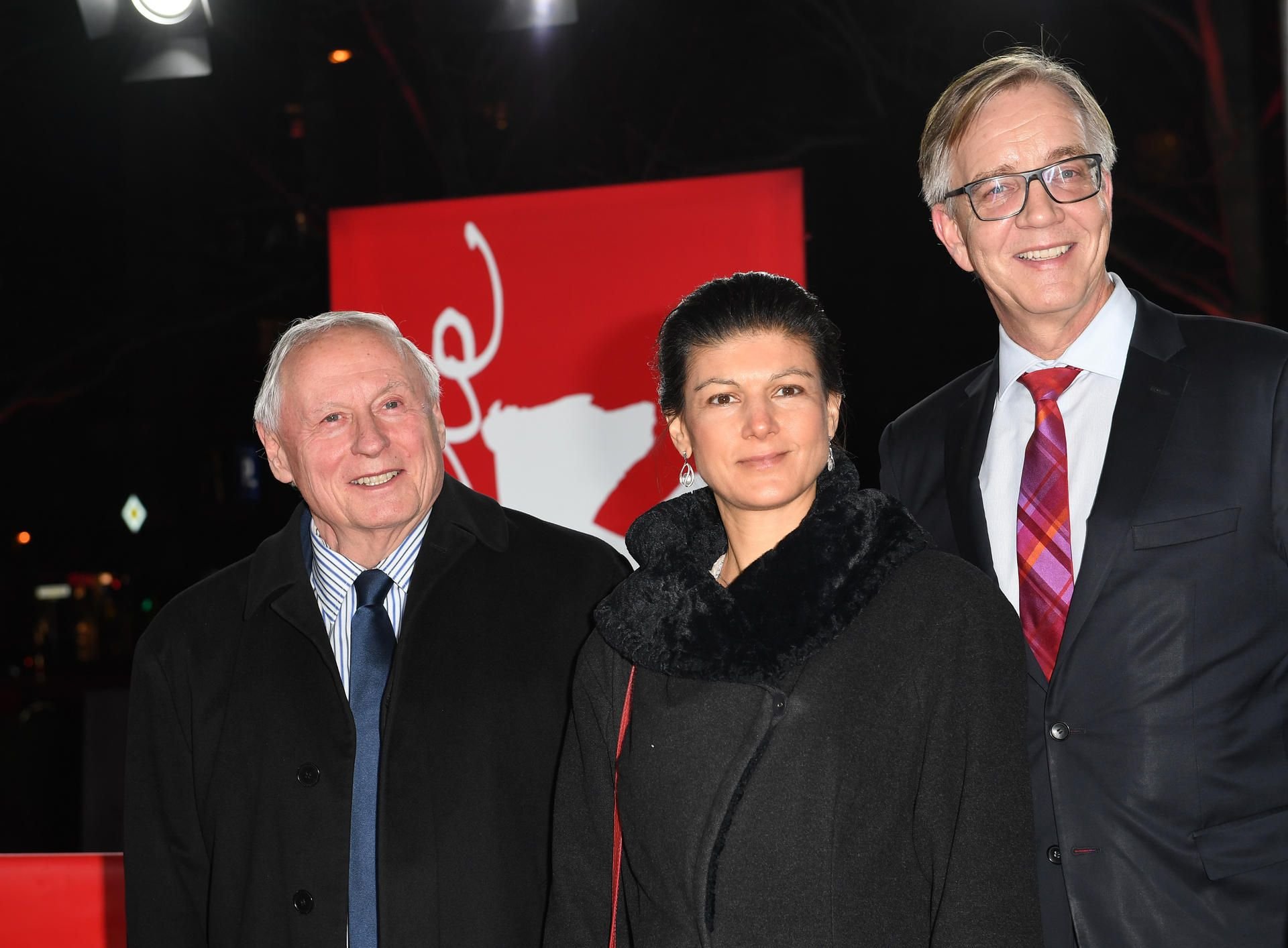 Oskar Lafontaine (l-r), Sahra Wagenknecht und Dietmar Bartsch, Vorsitzende der Linke-Bundestagsfraktion.