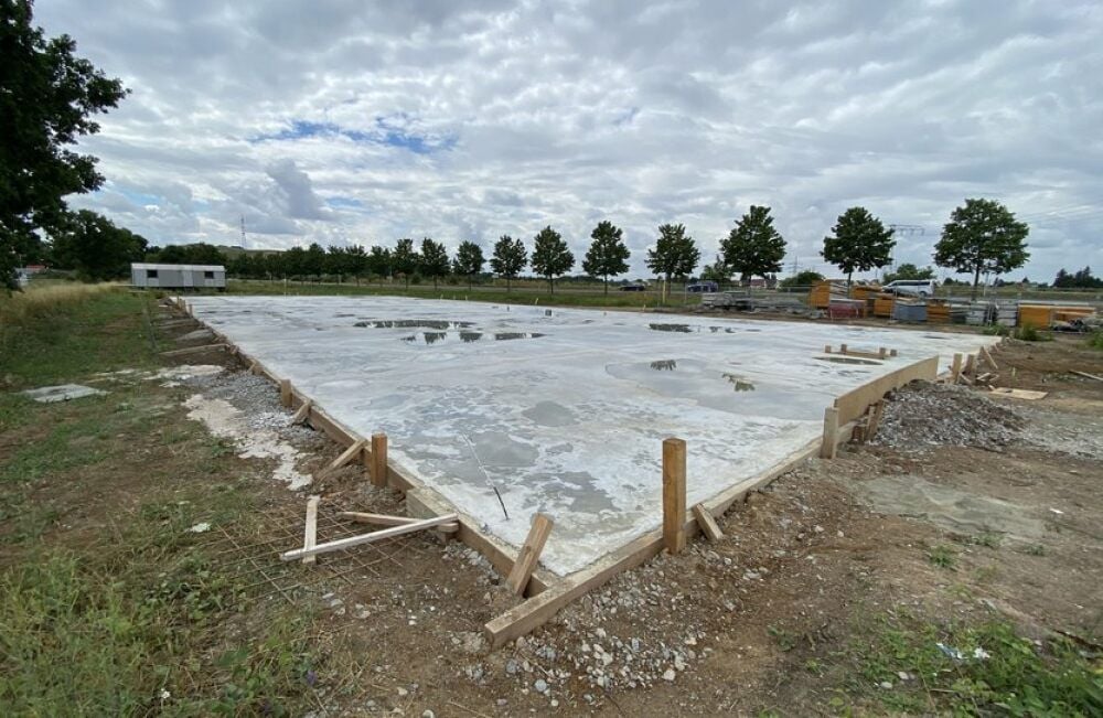 Neues Projekt im Gewerbegebiet Mitte. Gebaut wird eine Lagerhalle.