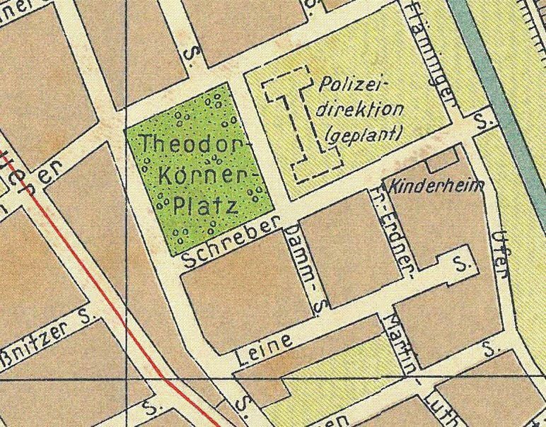 Im Stadtplan von 1938 heißt das Areal Theodor-Körner-Platz.