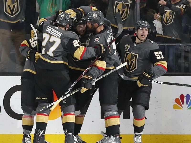 Stehen in ihrem ersten NHL-Jahr schon fast im Stanley-Cup-Finale: Die Vegas Golden Knights. Foto: John Locher/AP