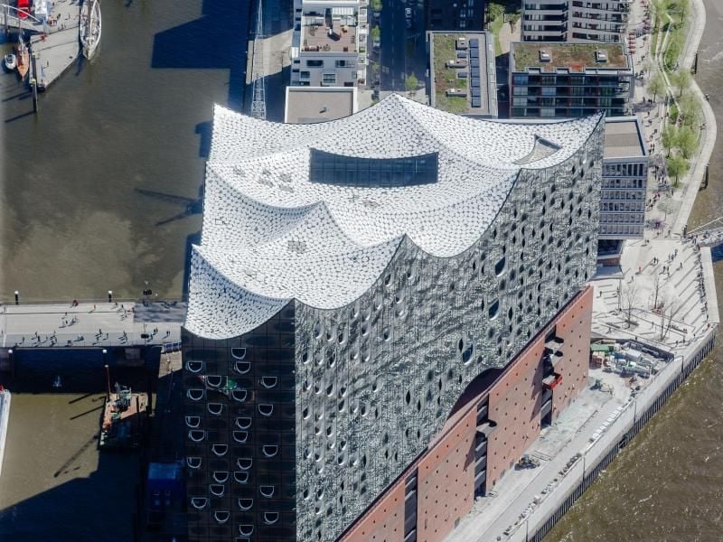 Die Elbphilharmonie in Hamburg von oben. Foto: Markus Scholz