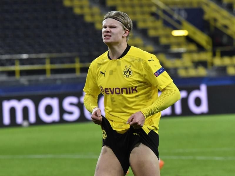 Kein Anlass zur Verzweiflung: BVB-Tormaschine Erling Haaland trifft beim 3:0-Erfolg doppelt. Foto: Martin Meissner/AP/dpa