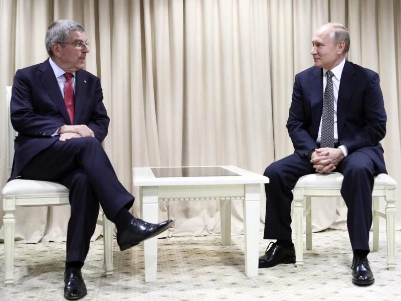 Thomas Bach traf Wladimir Putin in der weißrussischen Hauptstadt Minsk. Foto: Sergey Bobylev
