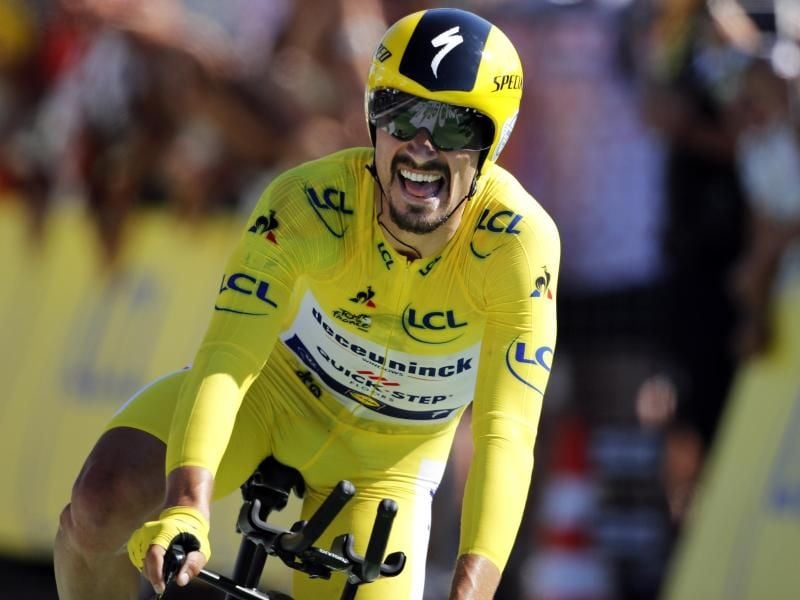 Gewann auch das Zeitfahren: Julian Alaphilippe. Foto: Christophe Ena/AP