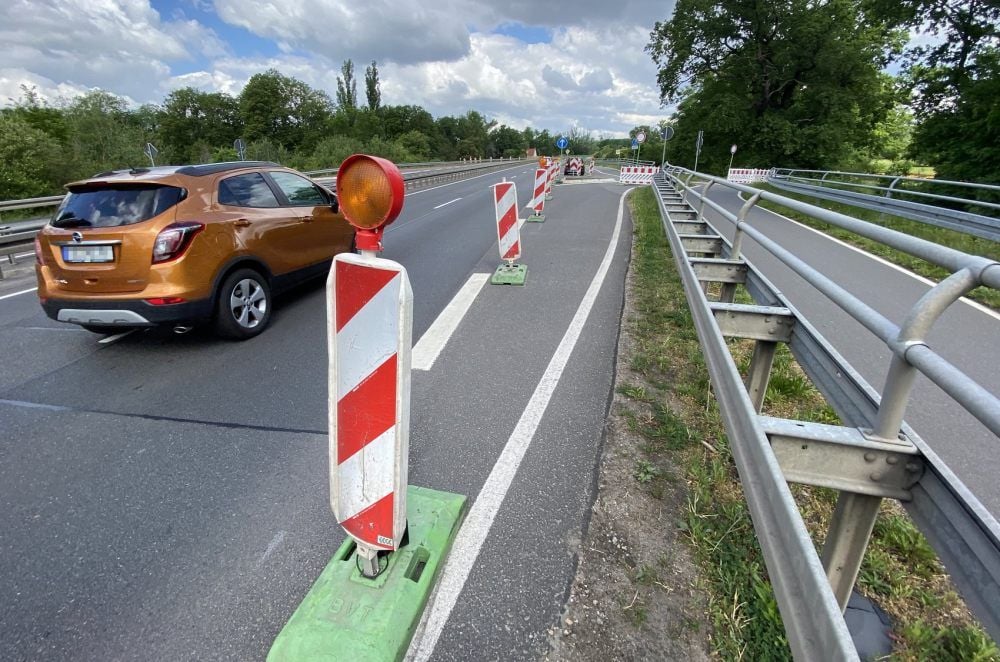 Die Warnbaken sind schon aufgestellt.