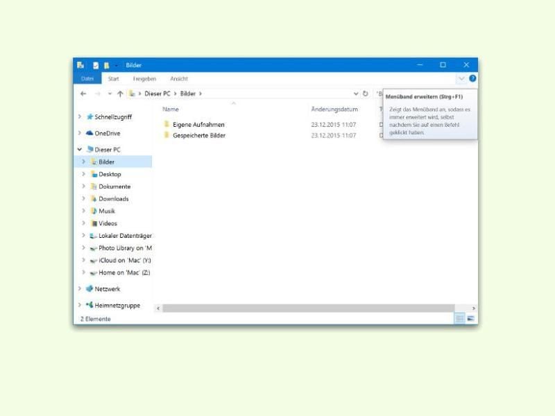 Das Menüband lässt sich im Windows-Explorer mit einem Klick dauerhaft erweitern. Foto: dpa-infocom