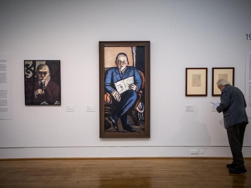 Arbeiten von Max Beckmann (- im Zentrum ein Porträt von Erhard Göpel. Foto: Arne Immanuel Bänsch