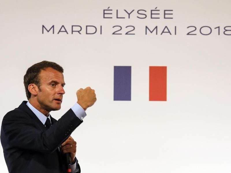 Plant einen Besuch bei der WM in Russland: Frankreichs Präsident Emmanuel Macron. Foto: Ludovic Marin