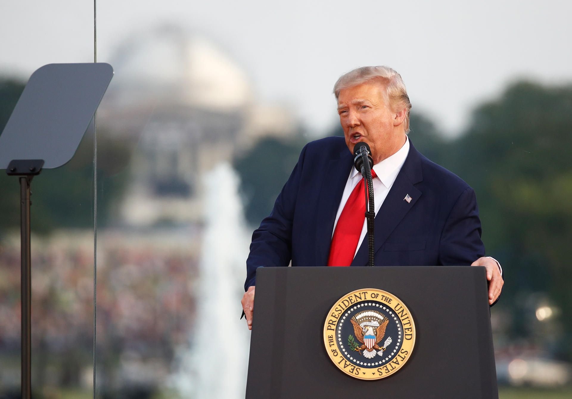 Trump spricht am Unabhängigkeitstag der Vereinigten Staaten in Washington.