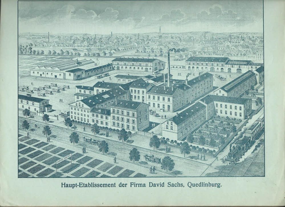 Die 1914/15 entstandene Grafik zeigt den Hauptsitz der Saatzuchtfirma David Sachs in Quedlinburg.