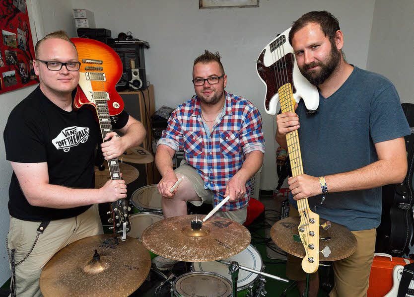 Peter Burtzlaff, Tino Steinfatt und Kay Teumner im Probenraum