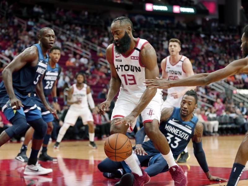 Erzielte gegen Minnesota ein Jubiläum: Rockets-Star James Harden. Foto: Michael Wyke/FR33763 AP/dpa