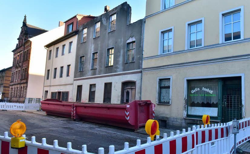 Die gesperrte Beuditzstraße in Weißenfels.